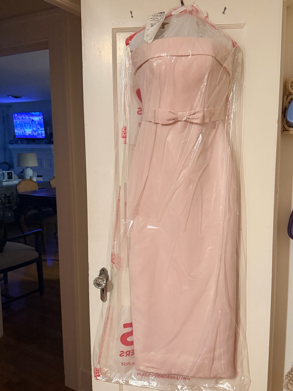 Strapless Pink Midi Dress with Bow Detail